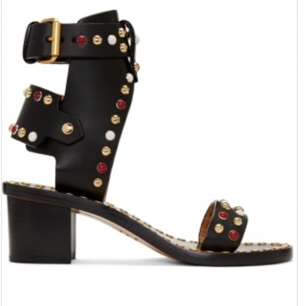 ISABEL MARANT Black Leather Studded Sandals